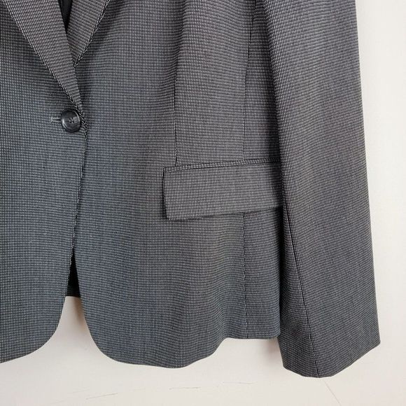Tahari Black Checker Single Breasted One Button Peak Lapel Collar Blazer Size 14 - Picture 5 of 9